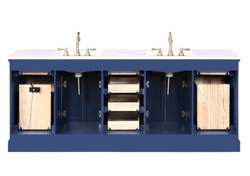 Milano 84" Blue Double Rectangular Sink Vanity By Design Element Internal View