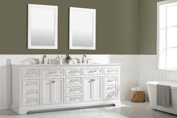 Design Element Milano 84" White Double Rectangular Sink Vanity ML-84-WT