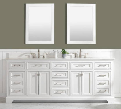 Milano 84" White Double Rectangular Sink Vanity By Design Element Full View