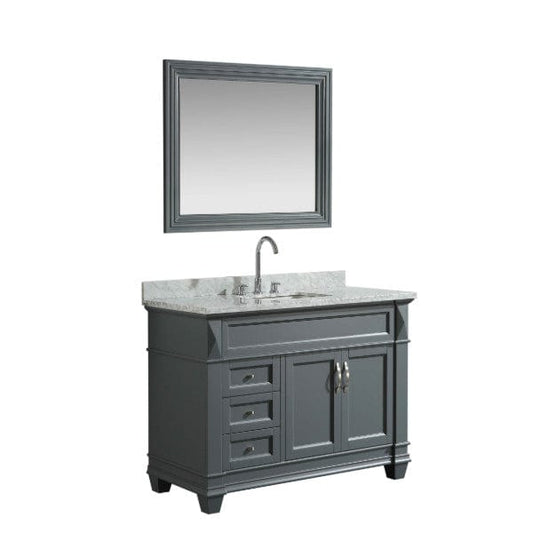 Hudson 48″  Gray Transitional Single Sink Vanity w/ White Carrara Marble Top