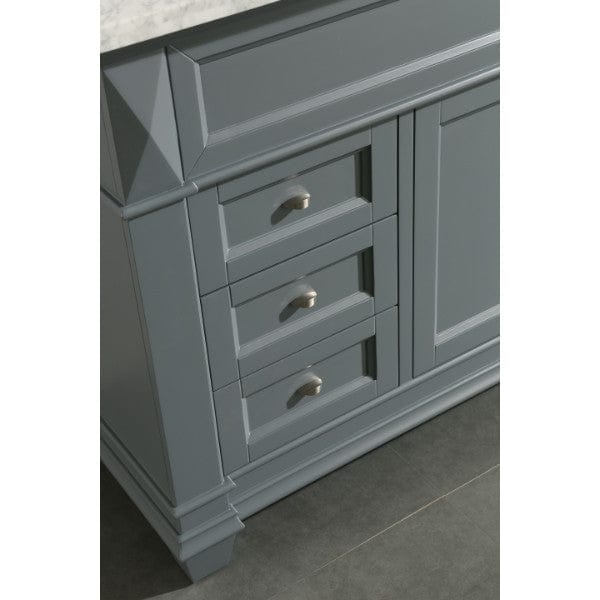 Hudson 48″  Gray Transitional Single Sink Vanity w/ White Carrara Marble Top