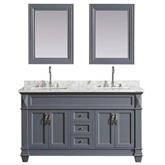 Hudson 61″ Transitional Double Sink Vanity With Carrara Marble Countertop