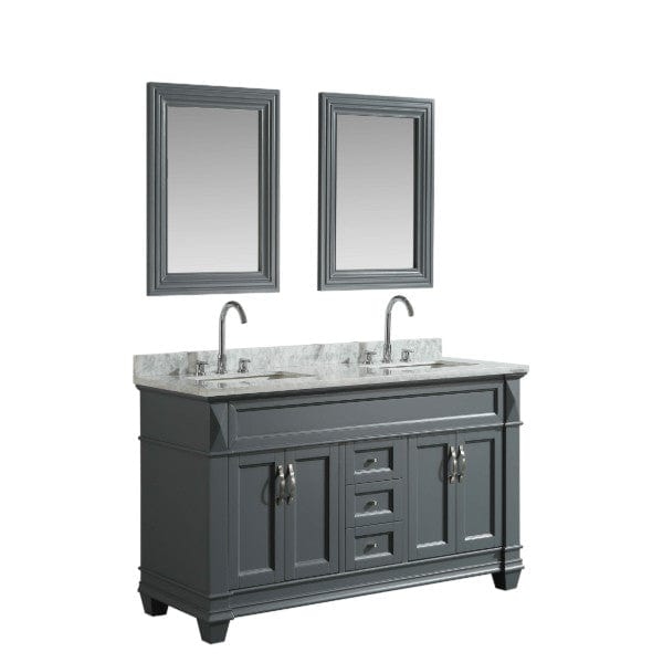 Hudson 61″ Transitional Double Sink Vanity With Carrara Marble Countertop