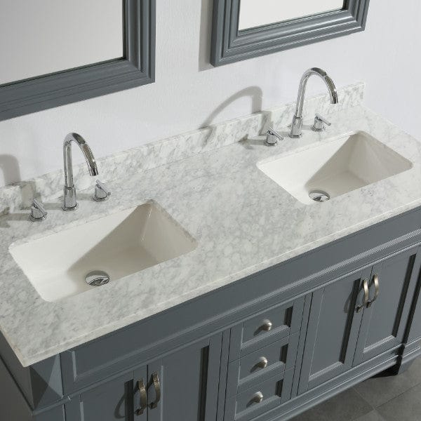 Hudson 61″ Transitional Double Sink Vanity With Carrara Marble Countertop