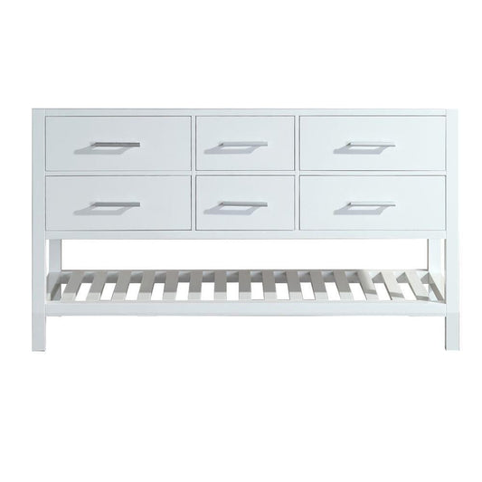 London 61" Double Sink Base Cabinet in White