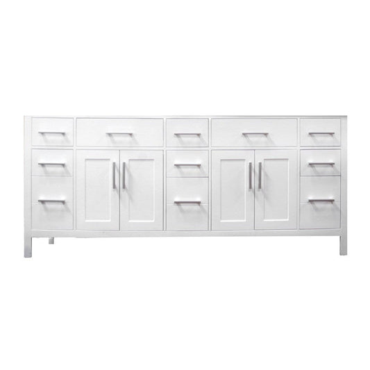 Design Element DEC088-W-CB | London 78" Double Sink Base Cabinet in White