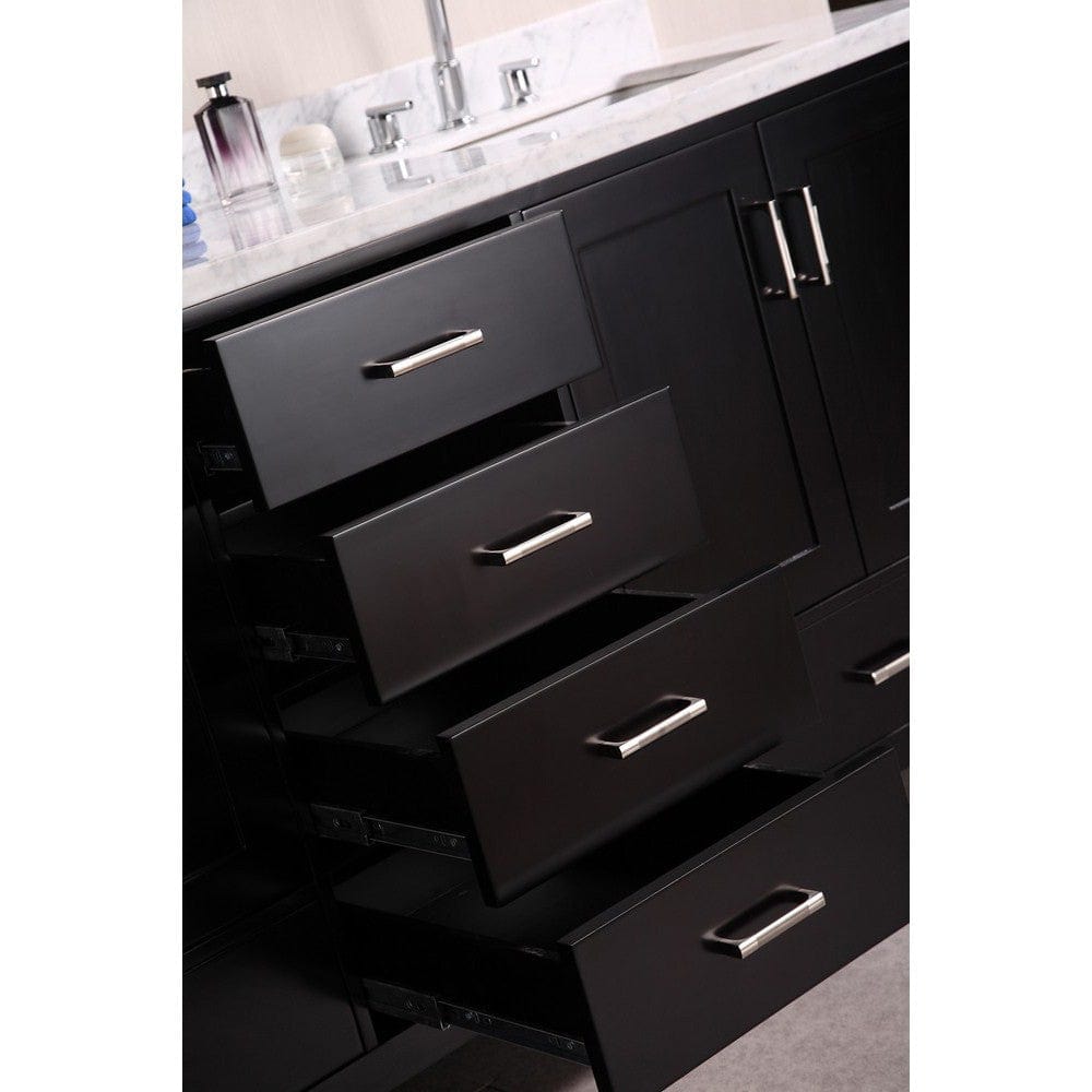 Design Element DEC301-B-CB | London 72" Double Sink Base Cabinet with Bottom Drawers