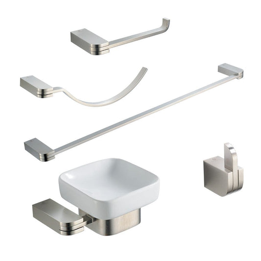 FAC1300BN | Fresca Solido 5-Piece Bathroom Accessory Set - Brushed Nickel