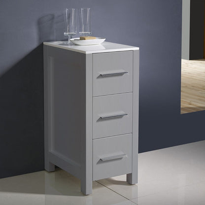 Fresca Torino 12 Gray Bathroom Linen Side Cabinet