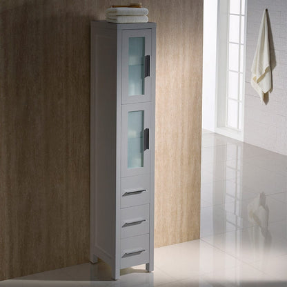 Fresca Torino 15 Gray Tall Bathroom Linen Side Cabinet