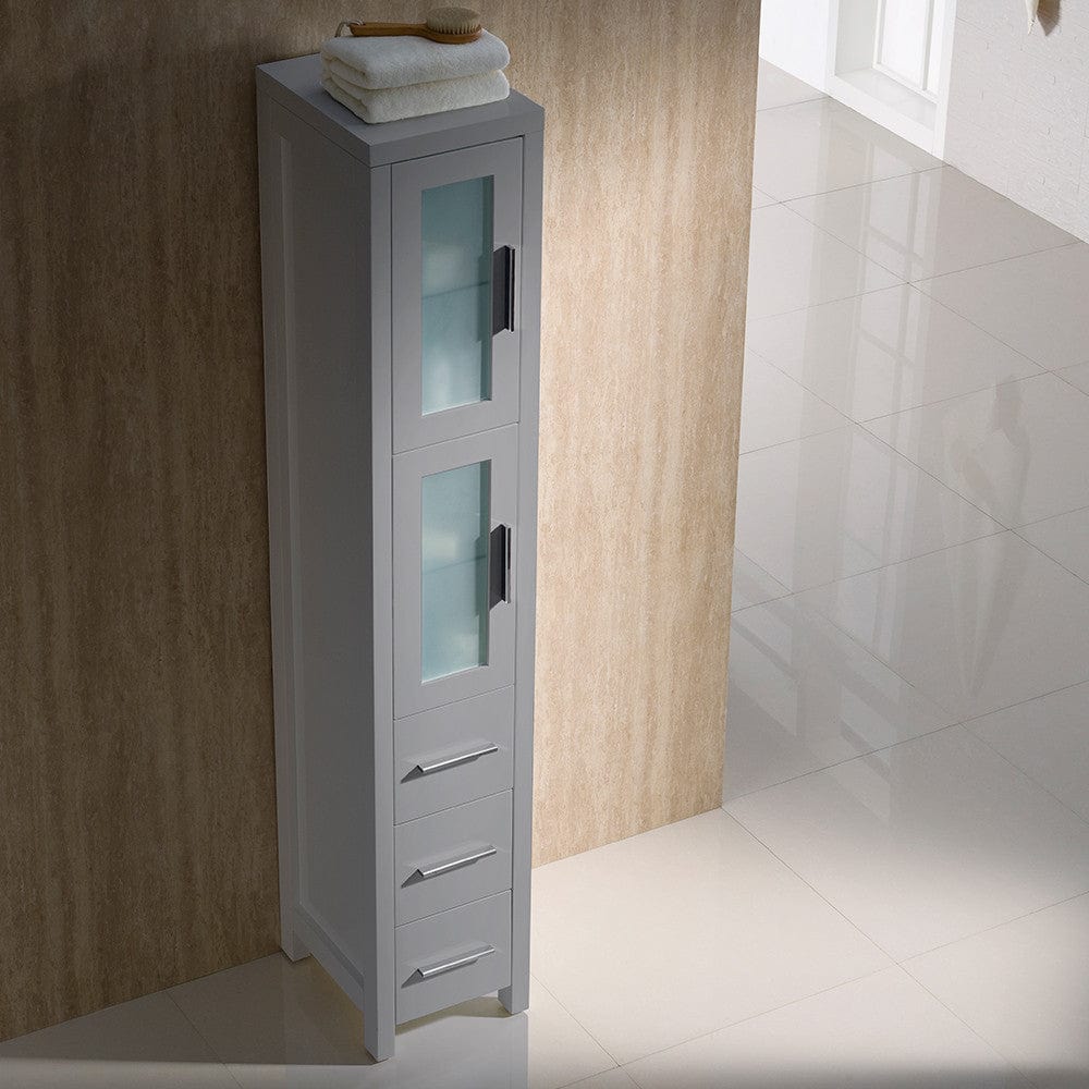 Fresca Torino 15 Gray Tall Bathroom Linen Side Cabinet