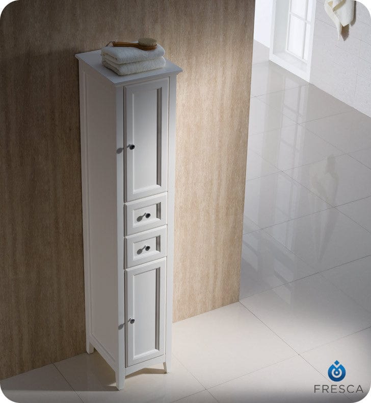 FST2060AW | Fresca Oxford Antique White Tall Bathroom Linen Cabinet