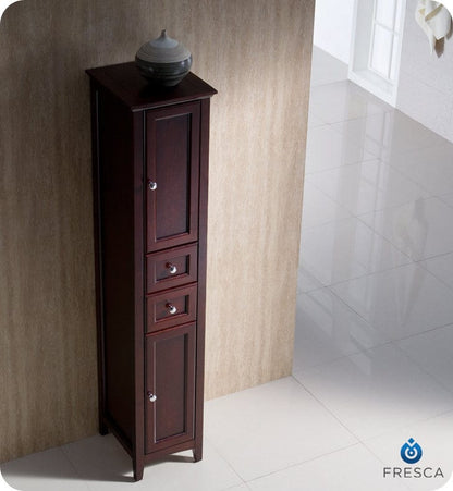 FST2060MH | Fresca Oxford Mahogany Tall Bathroom Linen Cabinet