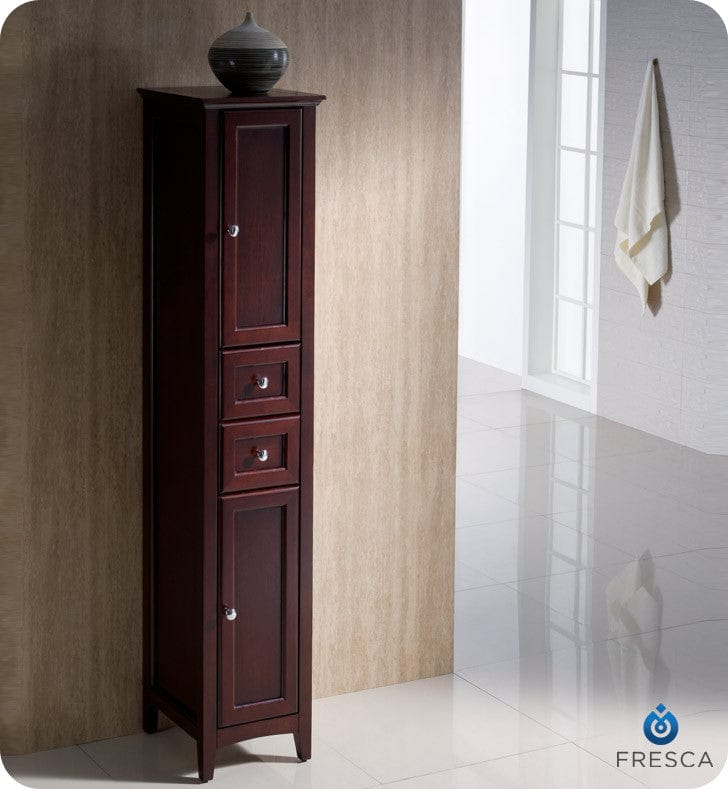 FST2060MH | Fresca Oxford Mahogany Tall Bathroom Linen Cabinet