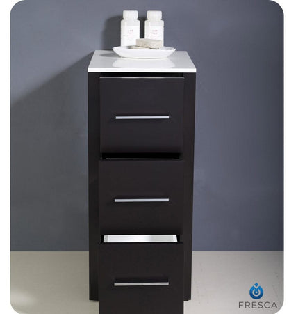 FST6212ES | Fresca Torino 12 Espresso Bathroom Linen Side Cabinet