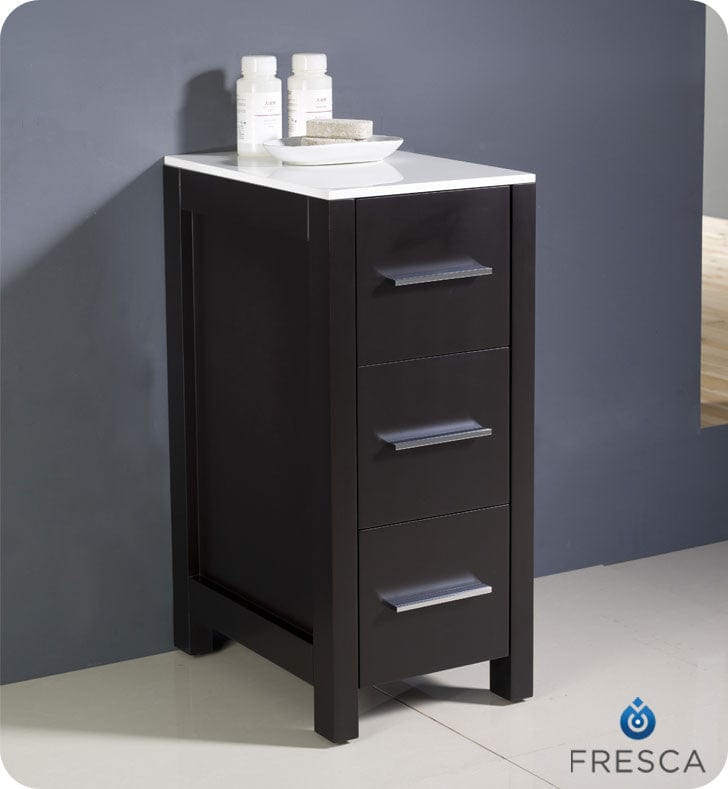 FST6212ES | Fresca Torino 12 Espresso Bathroom Linen Side Cabinet
