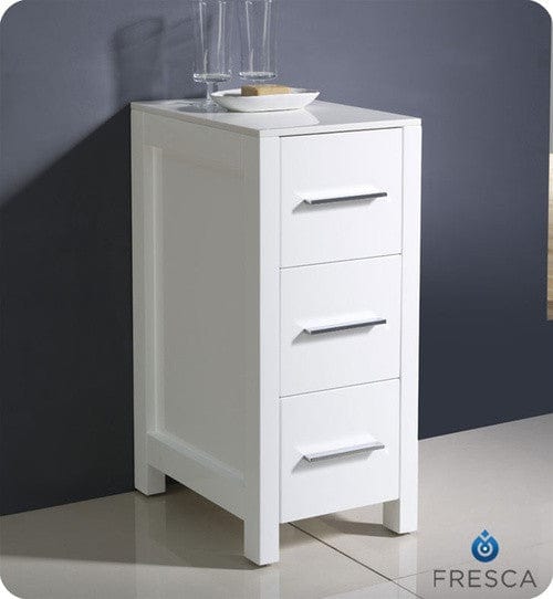 FST6212WH | Fresca Torino 12" White Bathroom Linen Side Cabinet