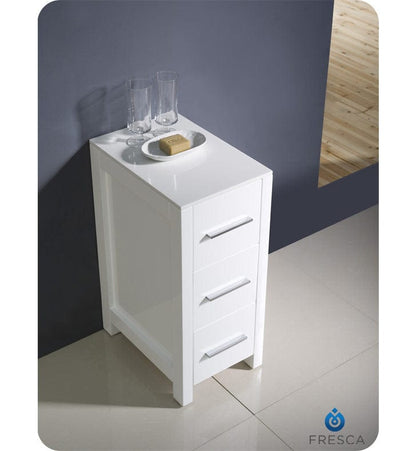 FST6212WH | Fresca Torino 12 White Bathroom Linen Side Cabinet