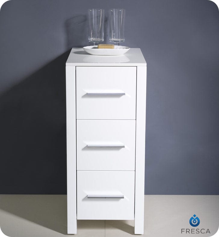 FST6212WH | Fresca Torino 12 White Bathroom Linen Side Cabinet