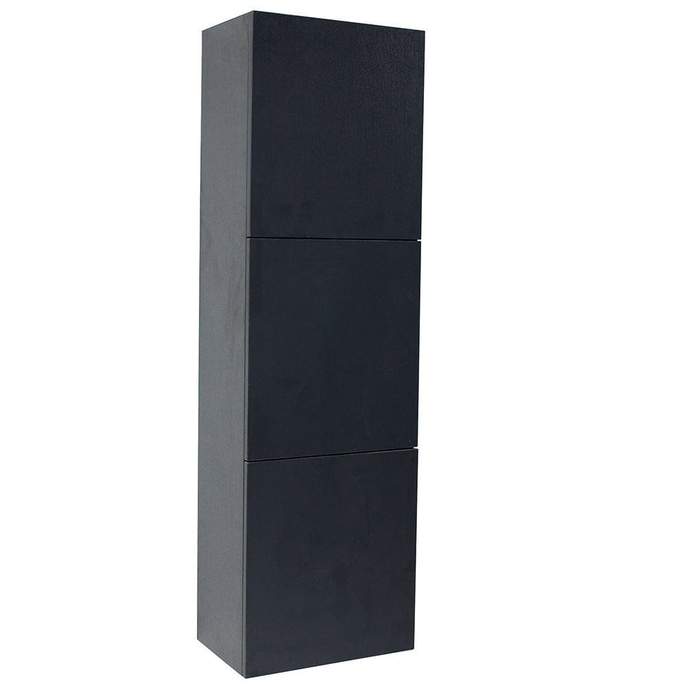 FST8090BW | Fresca Black Bathroom Linen Side Cabinet w/ 3 Large Storage Areas