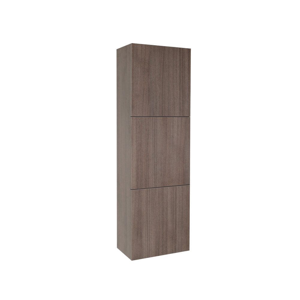 Fresca Gray Oak Bathroom Linen Side Cabinet w/ 3 Large Storage Areas