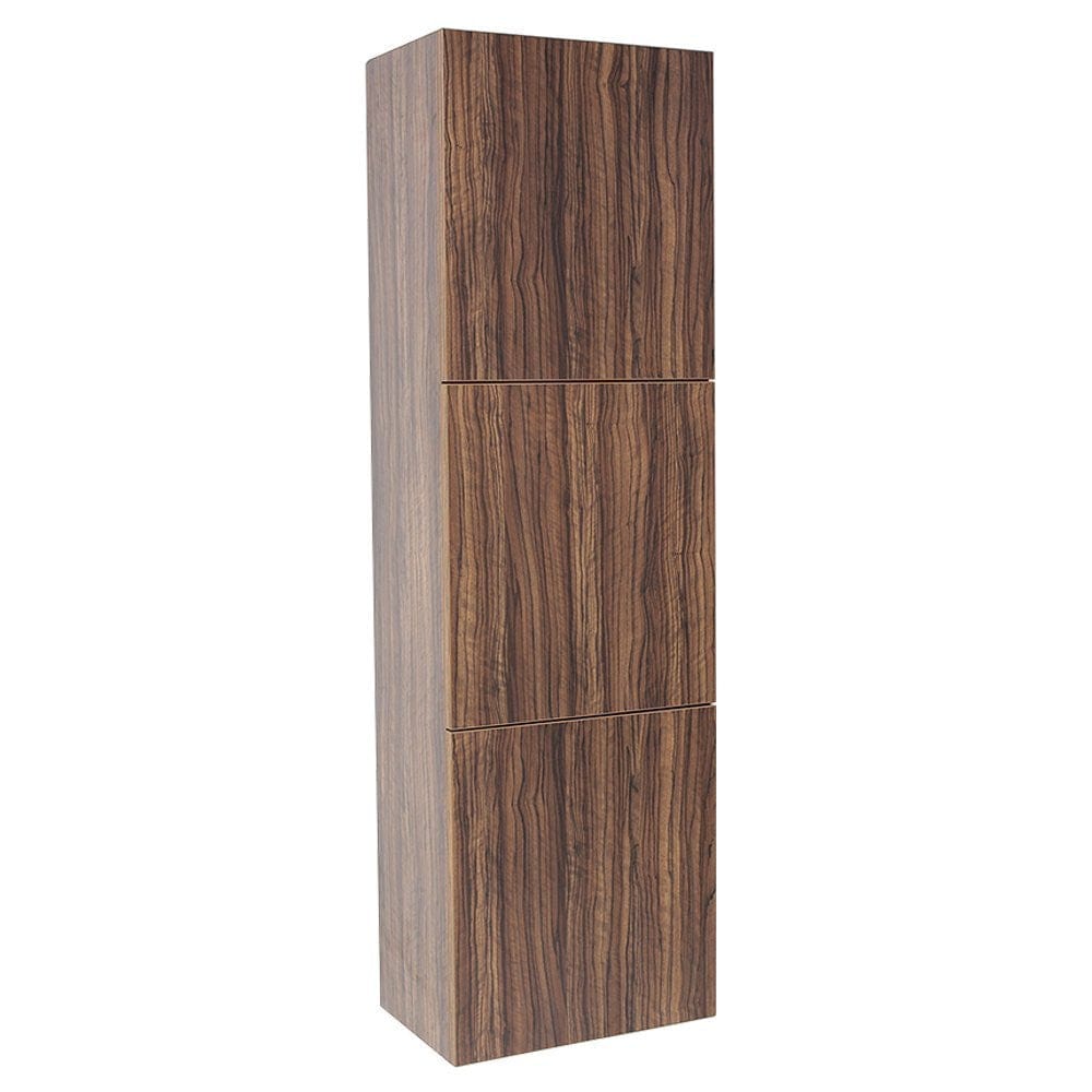 Fresca Walnut Bathroom Linen Side Cabinet w/ 3 Large Storage Areas