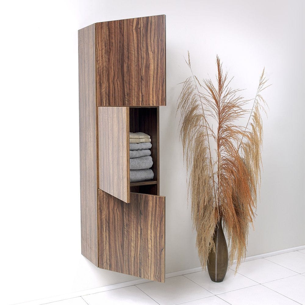 FST8090GW | Fresca Walnut Bathroom Linen Side Cabinet w/ 3 Large Storage Areas