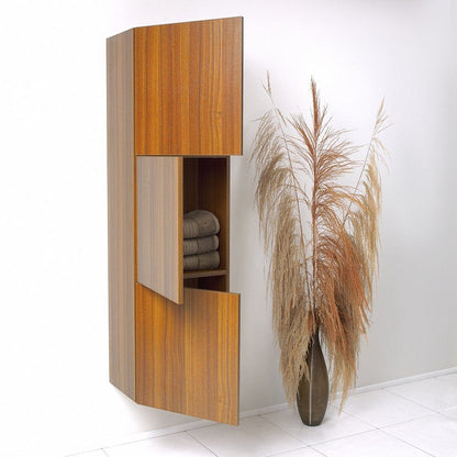 FST8090TK | Fresca Teak Bathroom Linen Side Cabinet w/ 3 Large Storage Areas