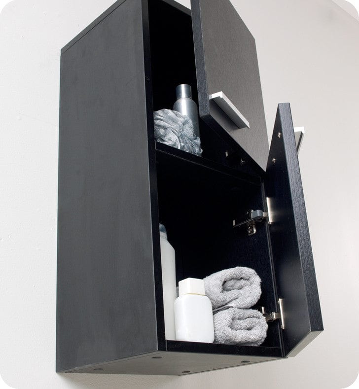 FST8091BW | Fresca Black Bathroom Linen Side Cabinet w/ 2 Storage Areas