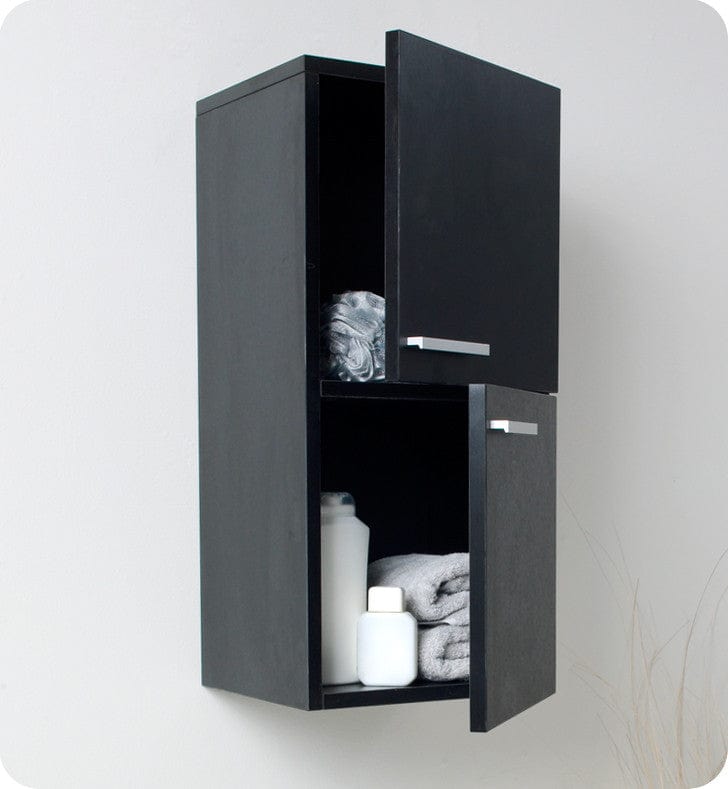 FST8091BW | Fresca Black Bathroom Linen Side Cabinet w/ 2 Storage Areas