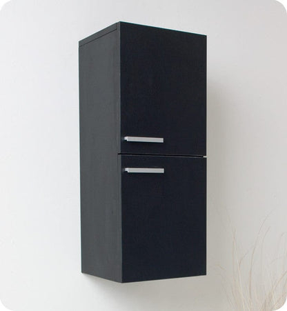 FST8091BW | Fresca Black Bathroom Linen Side Cabinet w/ 2 Storage Areas