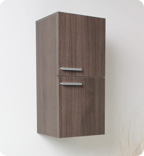 FST8091GO | Fresca Gray Oak Bathroom Linen Side Cabinet w/ 2 Storage Areas