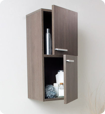 FST8091GO | Fresca Gray Oak Bathroom Linen Side Cabinet w/ 2 Storage Areas