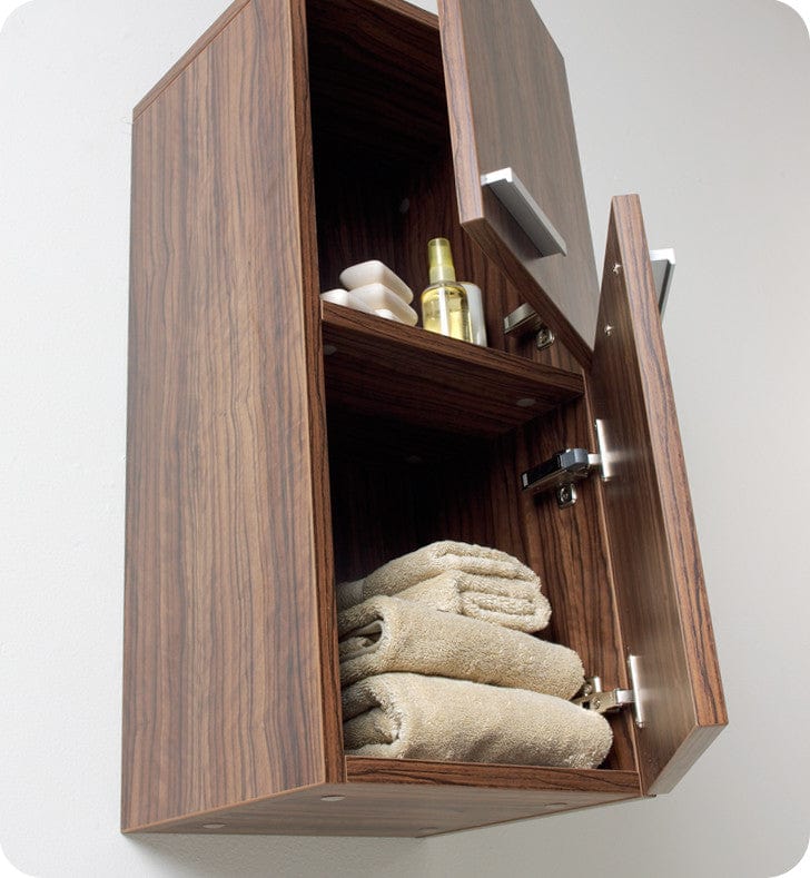 FST8091GW | Fresca Walnut Bathroom Linen Side Cabinet w/ 2 Storage Areas