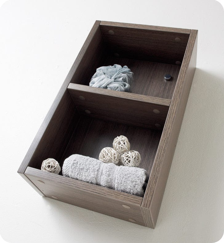 FST8092GO | Fresca Gray Oak Bathroom Linen Side Cabinet w/ 2 Open Storage Areas