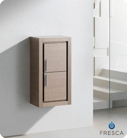 FST8140GO | Fresca Gray Oak Bathroom Linen Side Cabinet w/ 2 Doors