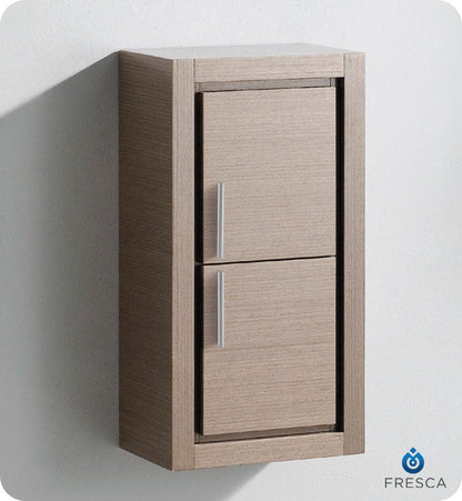 FST8140GO | Fresca Gray Oak Bathroom Linen Side Cabinet w/ 2 Doors