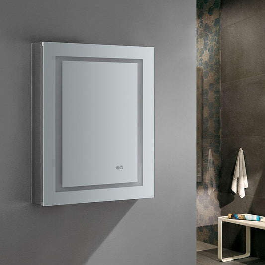 Fresca Spazio 24 Wide x 30 Tall Bathroom Medicine Cabinet w/ LED Lighting & Defogger - Left Swing