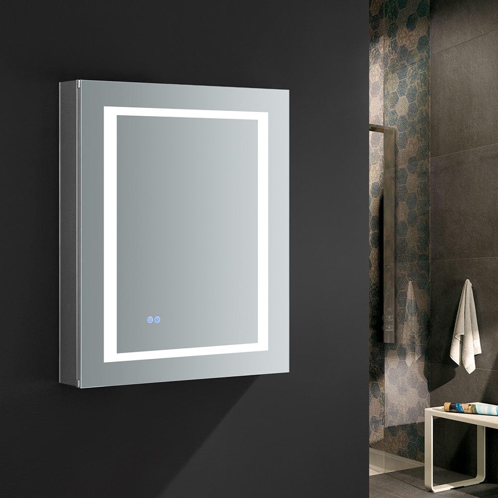 Fresca Spazio 24 Wide x 30 Tall Bathroom Medicine Cabinet w/ LED Lighting & Defogger - Right Swing