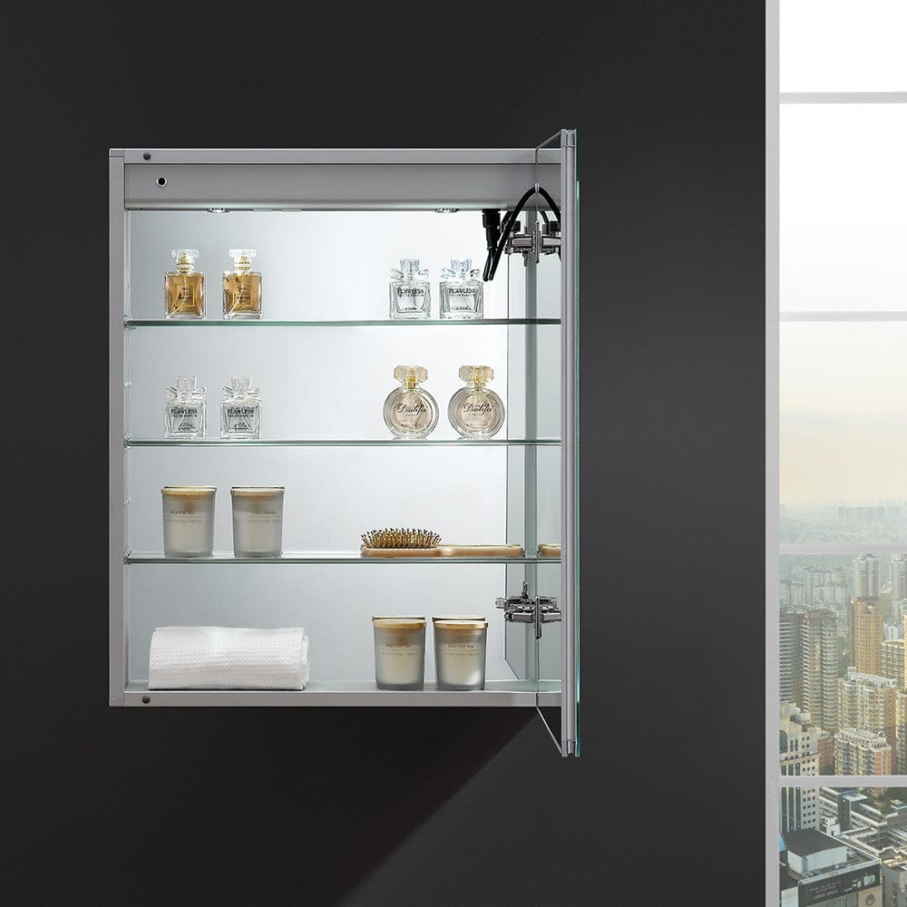 Fresca Spazio 24 Wide x 30 Tall Bathroom Medicine Cabinet w/ LED Lighting & Defogger - Right Swing