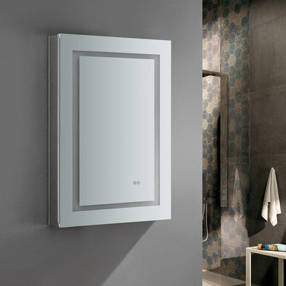 Fresca Spazio 24 Wide x 36 Tall Bathroom Medicine Cabinet w/ LED Lighting & Defogger - Left Swing