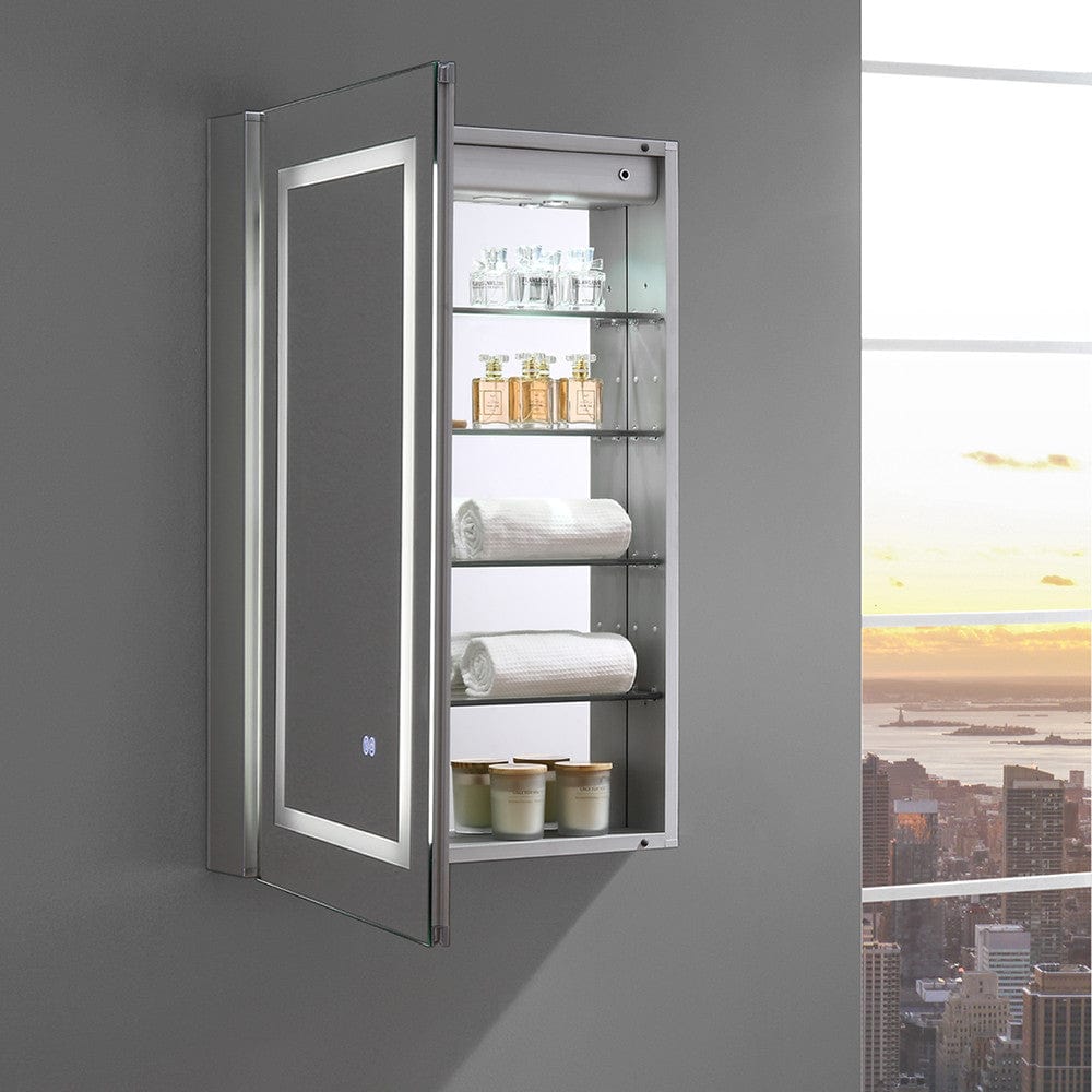 Fresca Spazio 24 Wide x 36 Tall Bathroom Medicine Cabinet w/ LED Lighting & Defogger - Left Swing