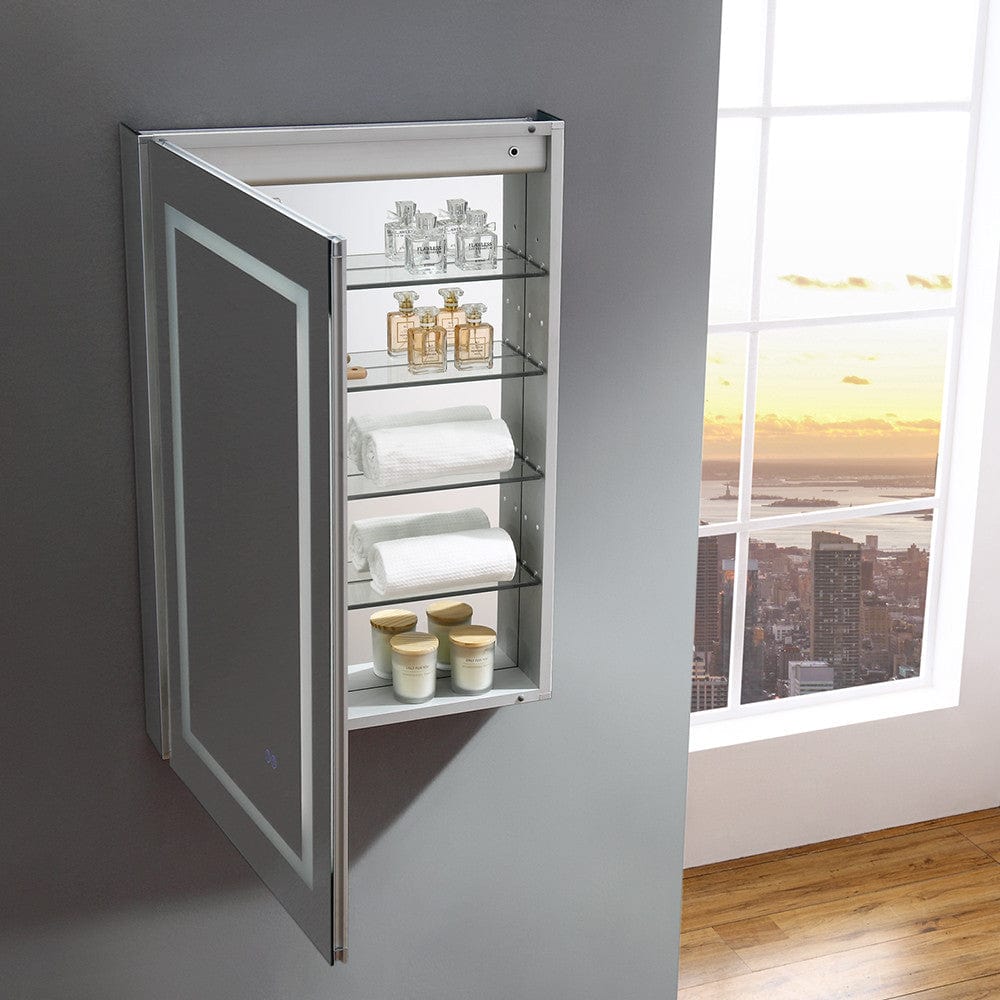 Fresca Spazio 24 Wide x 36 Tall Bathroom Medicine Cabinet w/ LED Lighting & Defogger - Left Swing