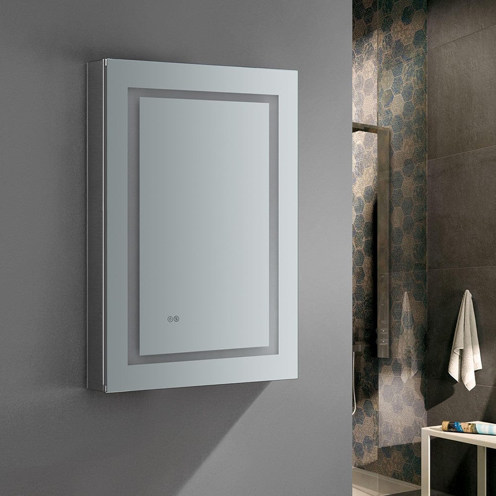 Fresca Spazio 24 Wide x 36 Tall Bathroom Medicine Cabinet w/ LED Lighting & Defogger - Right Swing