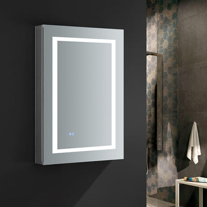 Fresca Spazio 24 Wide x 36 Tall Bathroom Medicine Cabinet w/ LED Lighting & Defogger - Right Swing