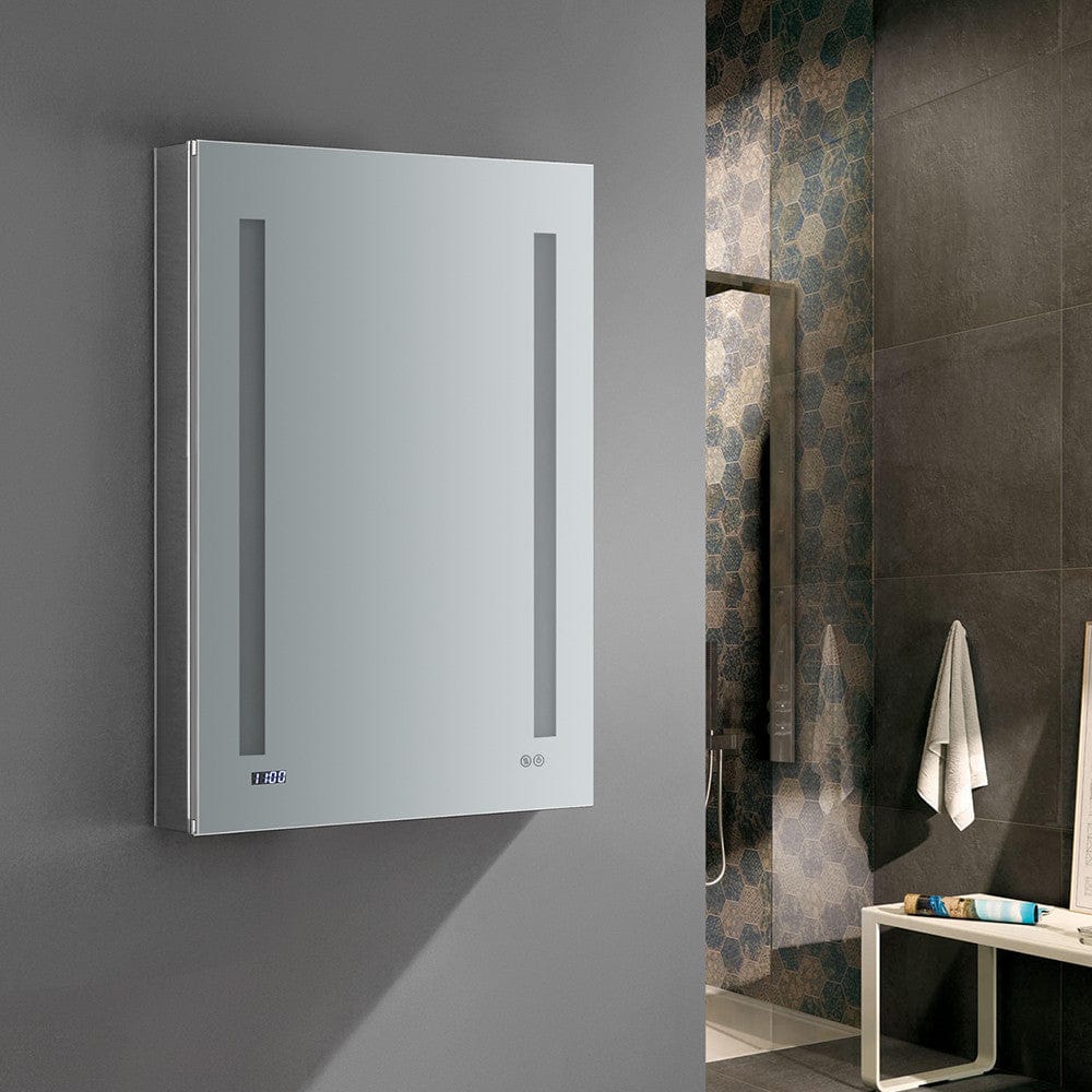 Fresca Tiempo 24 Wide x 36 Tall Bathroom Medicine Cabinet w/ LED Lighting & Defogger - Left Swing