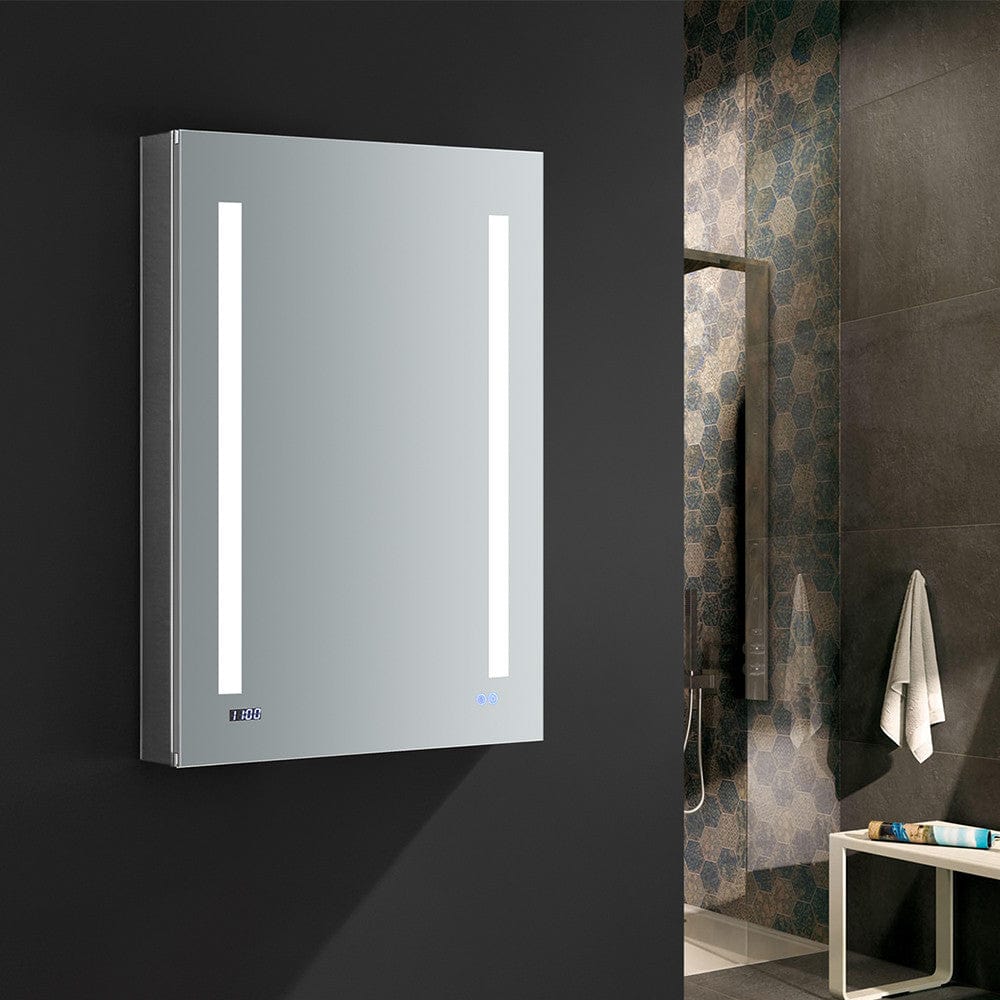Fresca Tiempo 24 Wide x 36 Tall Bathroom Medicine Cabinet w/ LED Lighting & Defogger - Left Swing