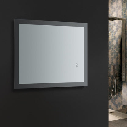 Fresca Angelo 24 Wide x 30 Tall Bathroom Mirror w/ Halo Style LED Lighting and Defogger