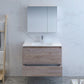 Catania 36 Modern Rustic Natural Wood Wall Hung Bathroom Vanity Set
