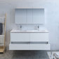 Catania 60 Modern White Wall Hung Double Sink Bathroom Vanity Set